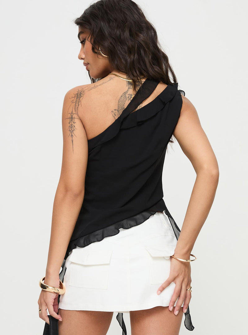 Timmie One Shoulder Top Black