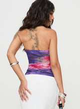 Moorey Strapless Top Purple Multi