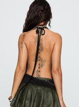Khoda Studded Halter Top Black
