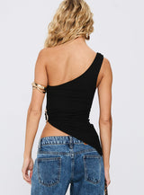 Machiatto One Shoulder Top Black