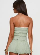 Short And Sweet Strapless Top Green Check