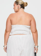 Freddle Strapless Top White Stripe Curve