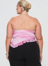 Travessa Asymmetric Tube Top Pink Curve