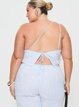 Collied Asymmetric Top Blue / White Stripe Curve