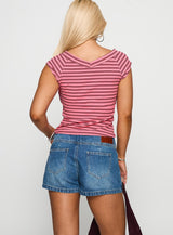 Both Still Young V Neck Top Red