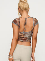 Tied In Short Sleeve Top Leopard