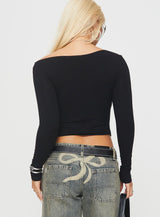 Karre Off The Shoulder Long Sleeve Top Black
