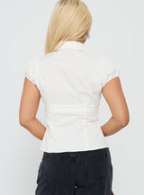 Kavira Tie Bust Short Sleeve Shirt White
