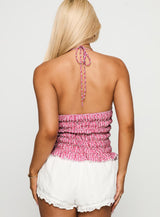 Eliette Ruched Top Pink Check