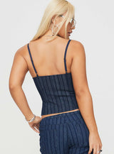 Charismatic Denim Corset Dark Pinstripe