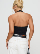 Someone New Halter Bodysuit Black