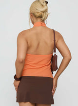 Rhevena Plunge Backless Top Orange