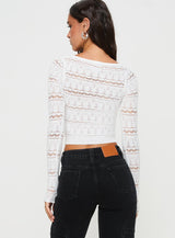 Valor Long Sleeve Knit Top White
