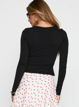 Kortez Long Sleeve Zip Through Top Black