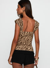 Life In Luxury Top Brown Zebra