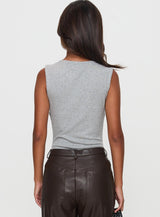 Good Impression Button Up Bodysuit Grey