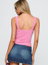 Know Better Lace Trim Top Pink