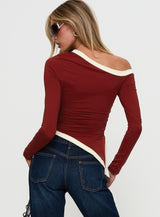 Fake Smile Long Sleeve Top Burgundy / Cream