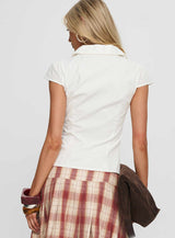 Ellis Island Collared Top White