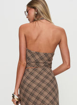 Terrace Halter Top Brown Check