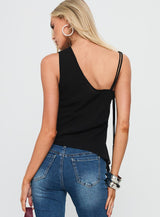 Smash Hit One Shoulder Top Black