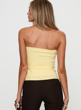 Satellite Strapless Buckle Detail Top Yellow