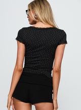 Surefire Lace Trim Top Navy Floral