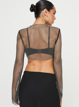 Kastro Long Sleeve Mesh Top Black