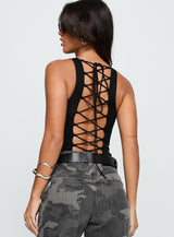 Majesty Tie Back Bodysuit Black
