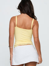 Falling Through Lace Detail Top Lemon