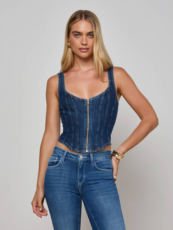 Elysia Zip Corset Denim Tank