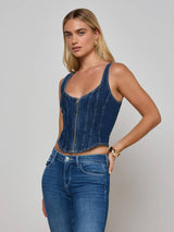 Elysia Zip Corset Denim Tank