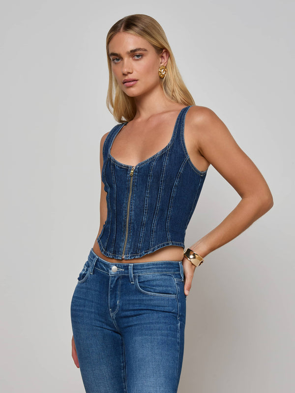 Elysia Zip Corset Denim Tank