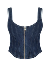 Elysia Zip Corset Denim Tank
