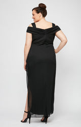 Plus Lindsay Cold Shoulder Mesh Gown