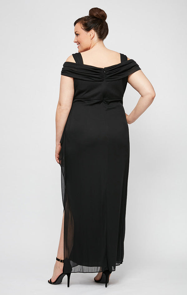 Plus Lindsay Cold Shoulder Mesh Gown