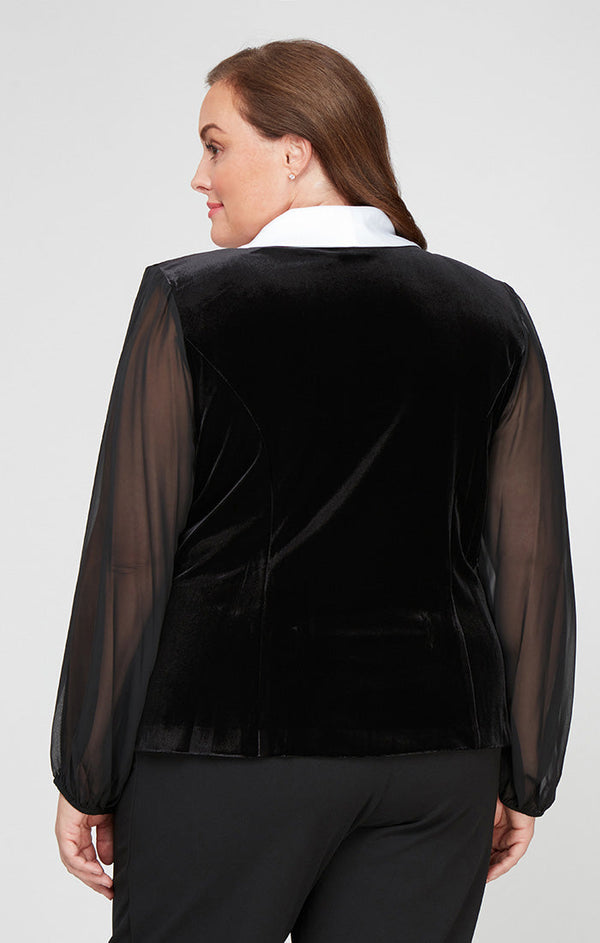 Plus Stretch Velvet Side Button Blouse