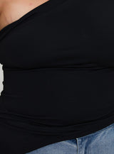 Lunah One Shoulder Top Black Curve