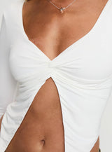 Holli Long Sleeve Twist Top White
