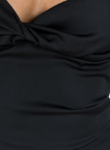 Pavel Long Sleeve Satin Top Black
