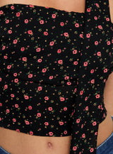 Jontie Two-piece Scarf Top Black Floral