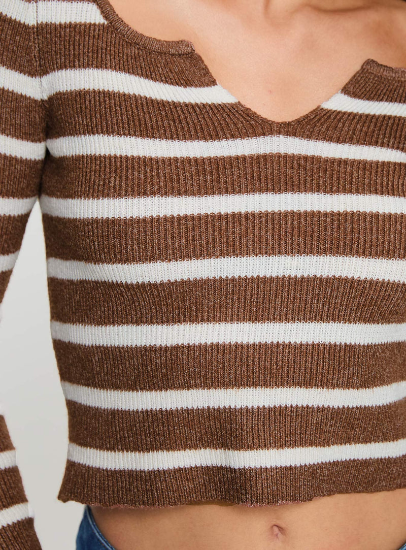 Devis Long Sleeve Top Brown / White