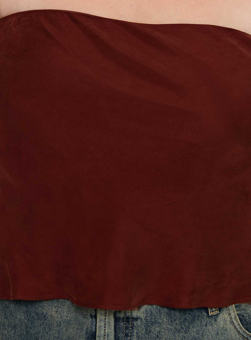 Lucelia Strapless Top Brown Curve