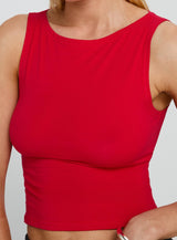 Bleeker High Neck Top Red