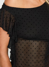 Cicero One Shoulder Frill Top Black