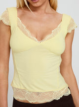 Pillowtalk Lace Detail Top Yellow
