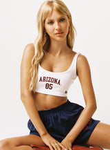 U of A Scoop Neck Crop Top White