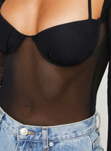 Dyer Sheer Sleeve Bodysuit Black
