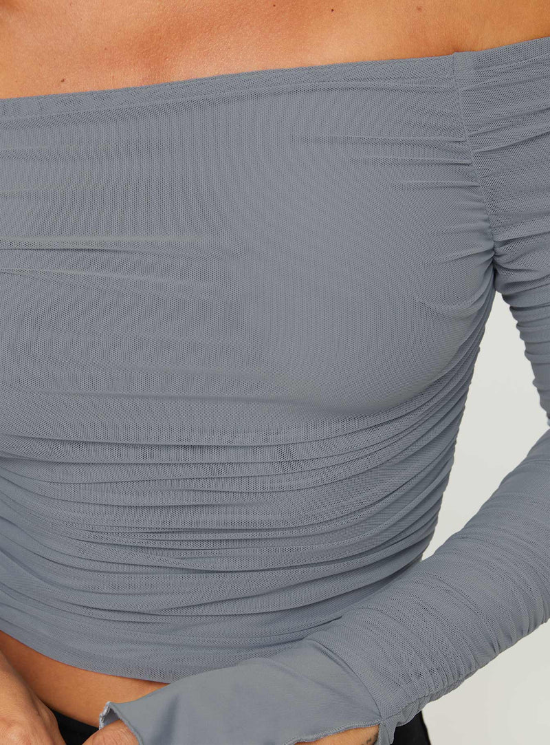 Moreno Off The Shoulder Top Blue