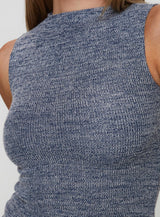Get It Together High Neck Top Blue Marle